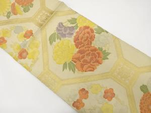 アンティーク　蜀江に花模様織り出し袋帯（材料）